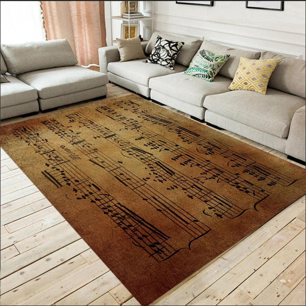 Vintage Sheet Music Rug Music Decor Large Area Rug 6x8ft Carpet Foldable and Soft Music Notes Washable Mats Rugs for Recording Studio Living Room Bedroom Home Decor Yoga Mat