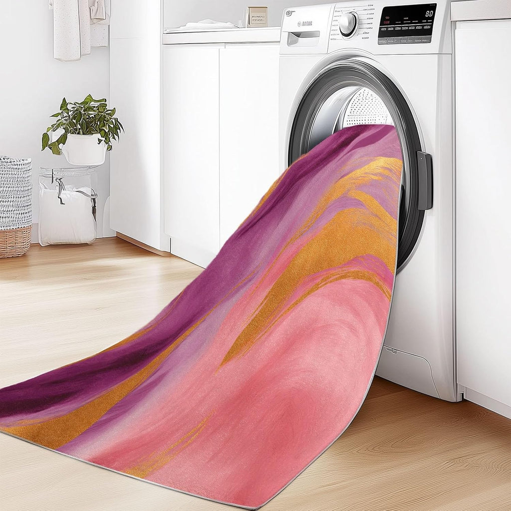 Washable Area Rugs 5' x 7' Non-Slip Elegant Luxury Soft Rug, Low Pile Machine Washable Carpet for Living Room Entryway Bedroom Nursery Metallic Marble Swirls Print Pattern Carpet