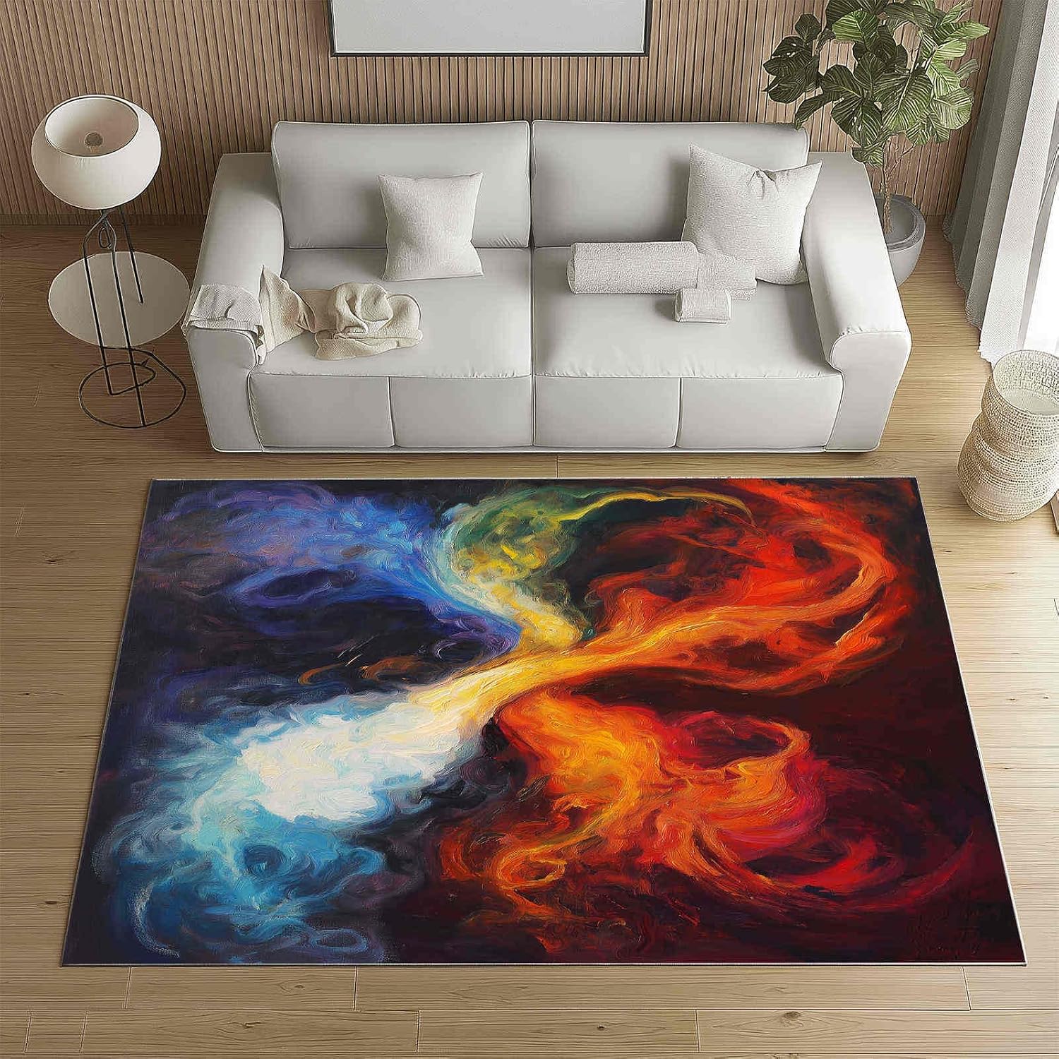 Abstract Piano Washable Area Carpet 5x6ft Musical Instrument Guitar Living Room Rugs Non-Slip Rugs Bedroom Rug Decorative Carpet, for Dining Room Dormitory Washable Rug