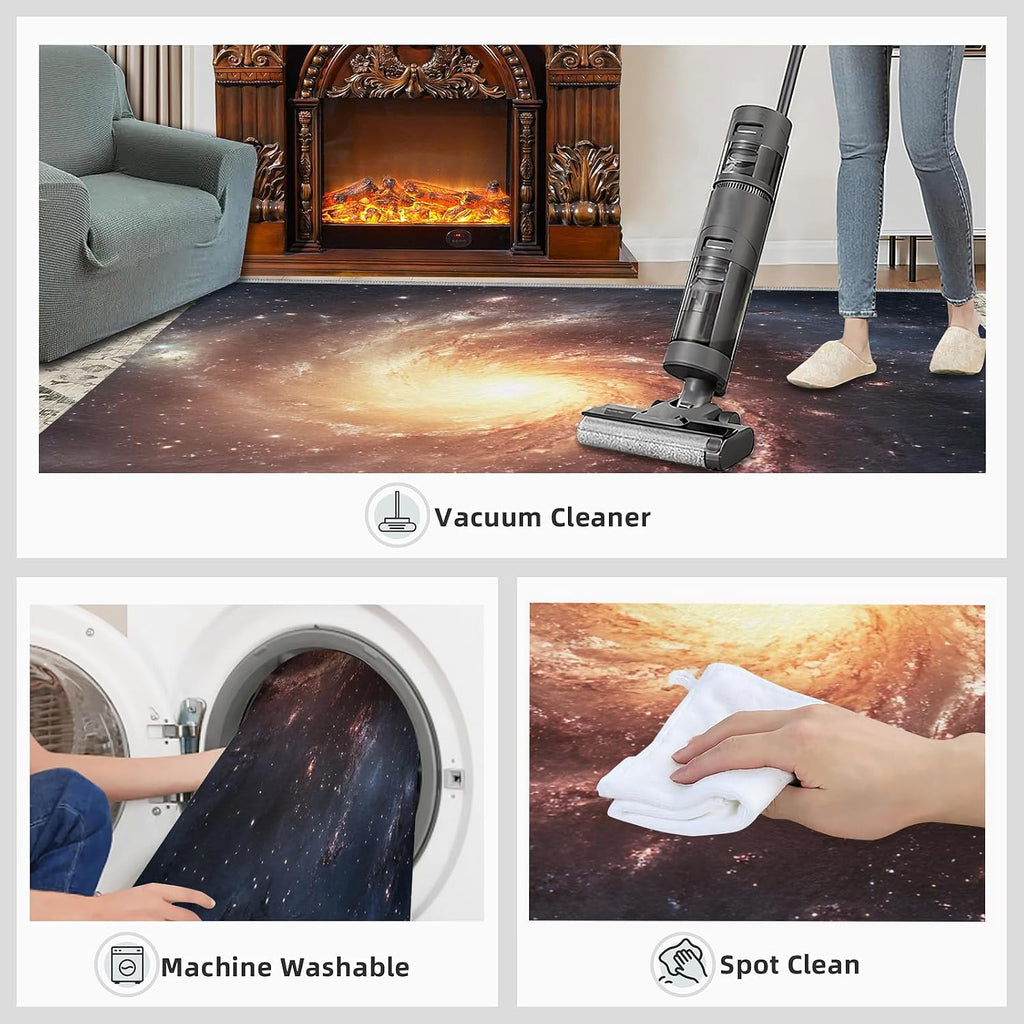Universe Planet Rug - 6x8 Rug, Galaxy Starry Area Rugs for Bedroom, Nebula Rugs for Living Room, Boys Washable Carpet, Universe Home Decor & Gifts