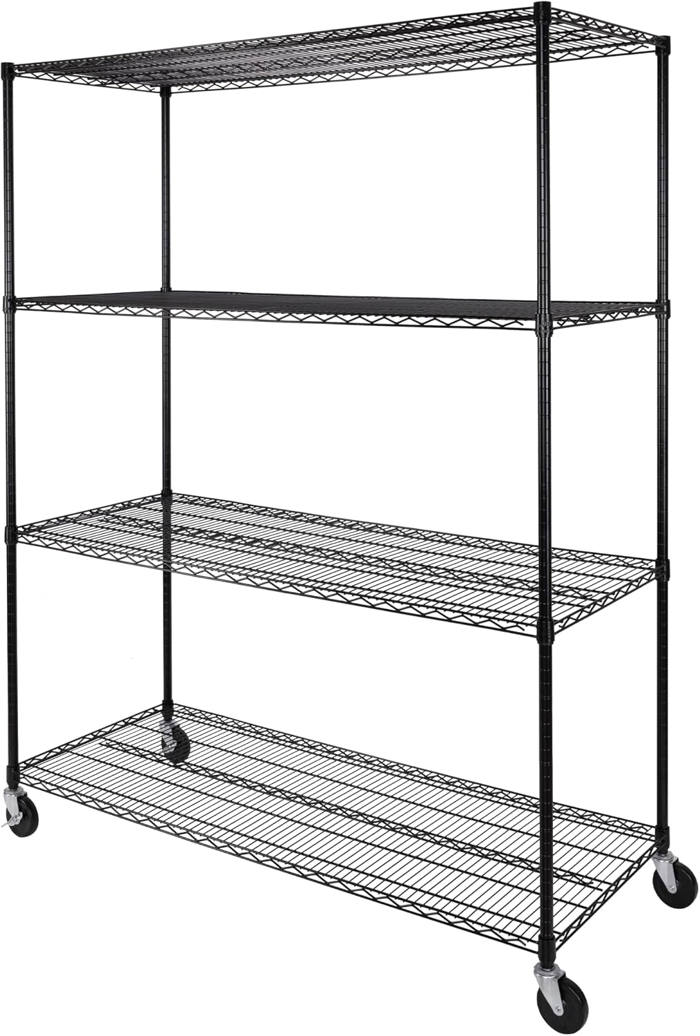 Seville Classics UltraDurable Heavy Duty NSF Solid Steel Wire Rack Storage Unit, Organizer for Garage, Warehouse, Office, Restaurant, Classroom, Kitchen, Black, 4-Tier Shelving, 60' W x 24' D