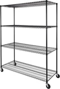 Seville Classics UltraDurable Heavy Duty NSF Solid Steel Wire Rack Storage Unit, Organizer for Garage, Warehouse, Office, Restaurant, Classroom, Kitchen, Black, 4-Tier Shelving, 60' W x 24' D