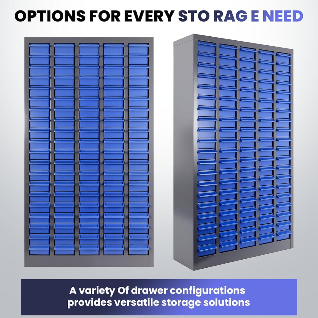 100 Drawer Alloy Steel Nut and Bolt Organizer, Hardware Storage, 26' L×9' W×46' H Nuts and Bolts Organizers and Storage, Parts Organizers for Shop Garage Workshop