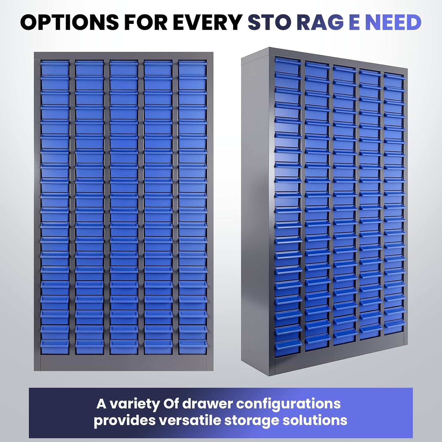 100 Drawer Alloy Steel Nut and Bolt Organizer, Hardware Storage, 26' L×9' W×46' H Nuts and Bolts Organizers and Storage, Parts Organizers for Shop Garage Workshop