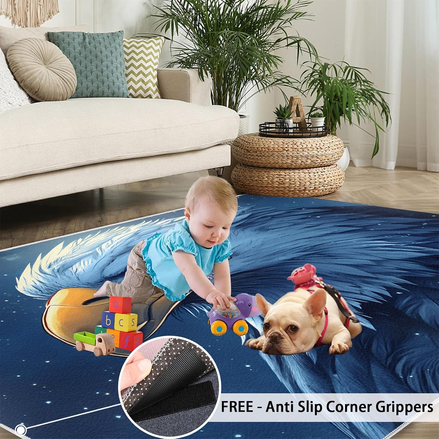 Bald Eagle Rug 6x8, Eagle Rugs for Girls Room, Cartoon Animals Rugs for Bedroom, Decor Rug for Bedside Living Room Floor Mat