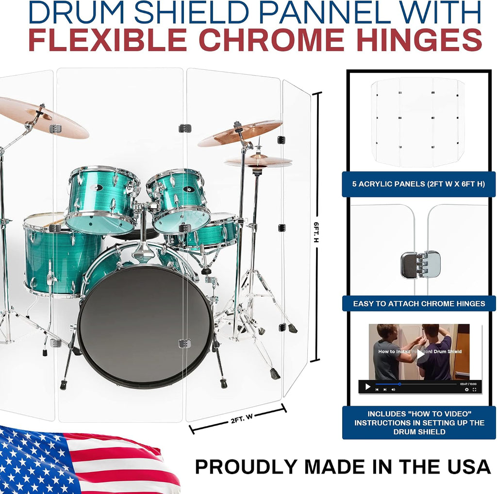 Drum Shield DS65 5 2foot X 6foot Panels Chrome Hinges