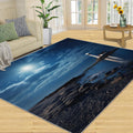6x8 Rug Blue Shining Starry Sky Area Rugs, Seaside Night Scene Easy Clean Rug, Soft Non-Skid Carpet Throw Rugs for Kids Teen Girls Boys Bedroom, Living Room Bathroom Classroom Office
