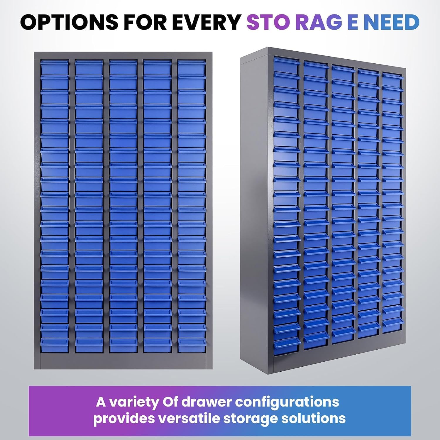 28.5''L×8.66''W×46''H Nut and Bolt Organizer 100 Slots, Bolt Organizer, Alloy Steel Parts Organizer with Abs Material Drawer, Bolt Bin with Label Stickers for Tool Hardware Storage (100)
