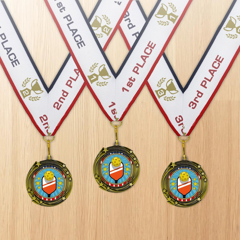 All Quality Stars Design Pickleball Medal - 1st, 2nd, 3rd Place