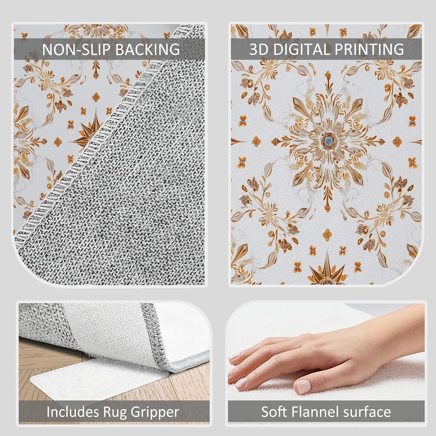5' x 7' Rugs Living Room Colonial Area Rug Bedroom, Non Slip Durable Large Floor Carpet Geometric Rhombus Stars Indoor Carpet Washable for Dining Room Kitchen Kids Playroom Dorm