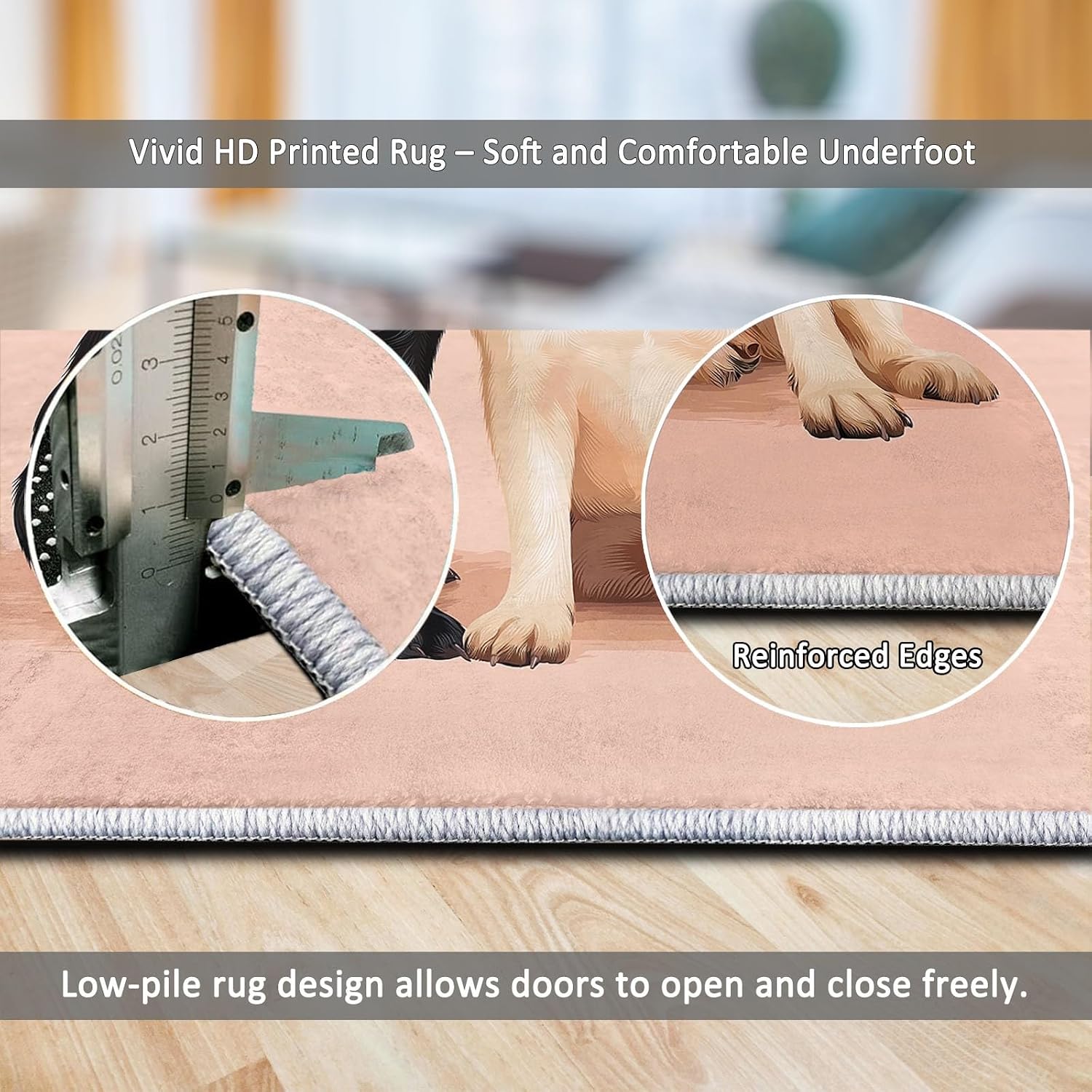 Modern Nature Photography 5 x 7 ft Area Rug, Animal Pug Portrait Print Washable Rugs for Living Room - Non-Slip Dining Room Throw Mat Non-Shedding Soft Carpet for Bedside Entry Kitchen
