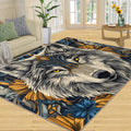 Wolf Rug 6x8-6x8 Rug, Wildlife Area Rugs for Bedroom, Viking Rugs for Living Room, Wild Animal Washable Mat, Teen Boys Carpet, Wild Wolf Home Decor & Gifts