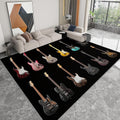 Low-Pile Rug Retro Poster Electric Guitar 5 x 7 ft Area Rug, Black Non-Slip Carpet Floor Mat Indoor Outdoor Rugs for Living Room Bedroom Kids Room Home Decor Throw Runner
