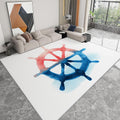 Washable Non-Slip Area Rug 5 x 7 ft, Watercolor Nautical Wheel Print Washable Rugs for Living Room - Soft Nautical Theme Low Pile Carpet for Bedroom Bedside Dining Room Nursery