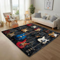 Guitar Musical Instrument 5x7 Area Rugs Washable Black Kids Rug for Bedroom Home Decor Carpet Rugs Indoor Non-Slip Low Pile Rug