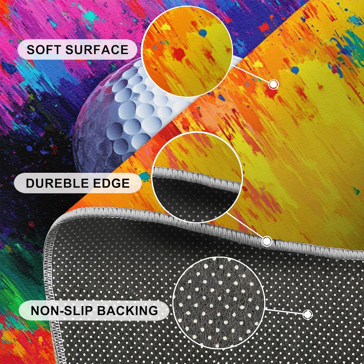 Golf Rug 6x8-6x8 Rug, Sports Theme Area Rugs for Bedroom, Colorful Ink Splash Rugs for Living Room, Modern Art Washable Carpet, Golf Home Decor & Gifts