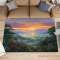Forest Rugs for Bedroom, Tropical Forest Rug 6x8, Natural Scenery Dining Room Rugs Washable & Non Slip Large Carpet for Home Decor