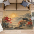 Chinese Rugs for Bedroom, Landscape Rug 6x8, Oriental Ink Painting Dining Room Rugs Washable & Non Slip Large Carpet for Home Decor