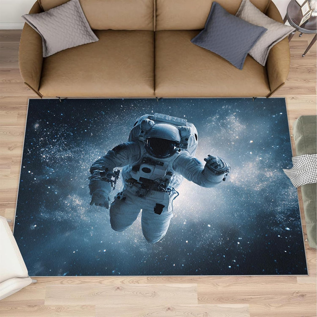 Astronauts Rugs for Bedroom, Outer Space Rug 6x8, Astronauts Dining Room Rugs Washable & Non Slip Large Carpet for Home Decor