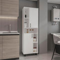 75' Vertical Freestanding Storage Cabinet, Kitchen Storage Bakers Rack with Double Doors, Utility Food Cupboard with Multi-Shelves for Kitchen, Apartment, White
