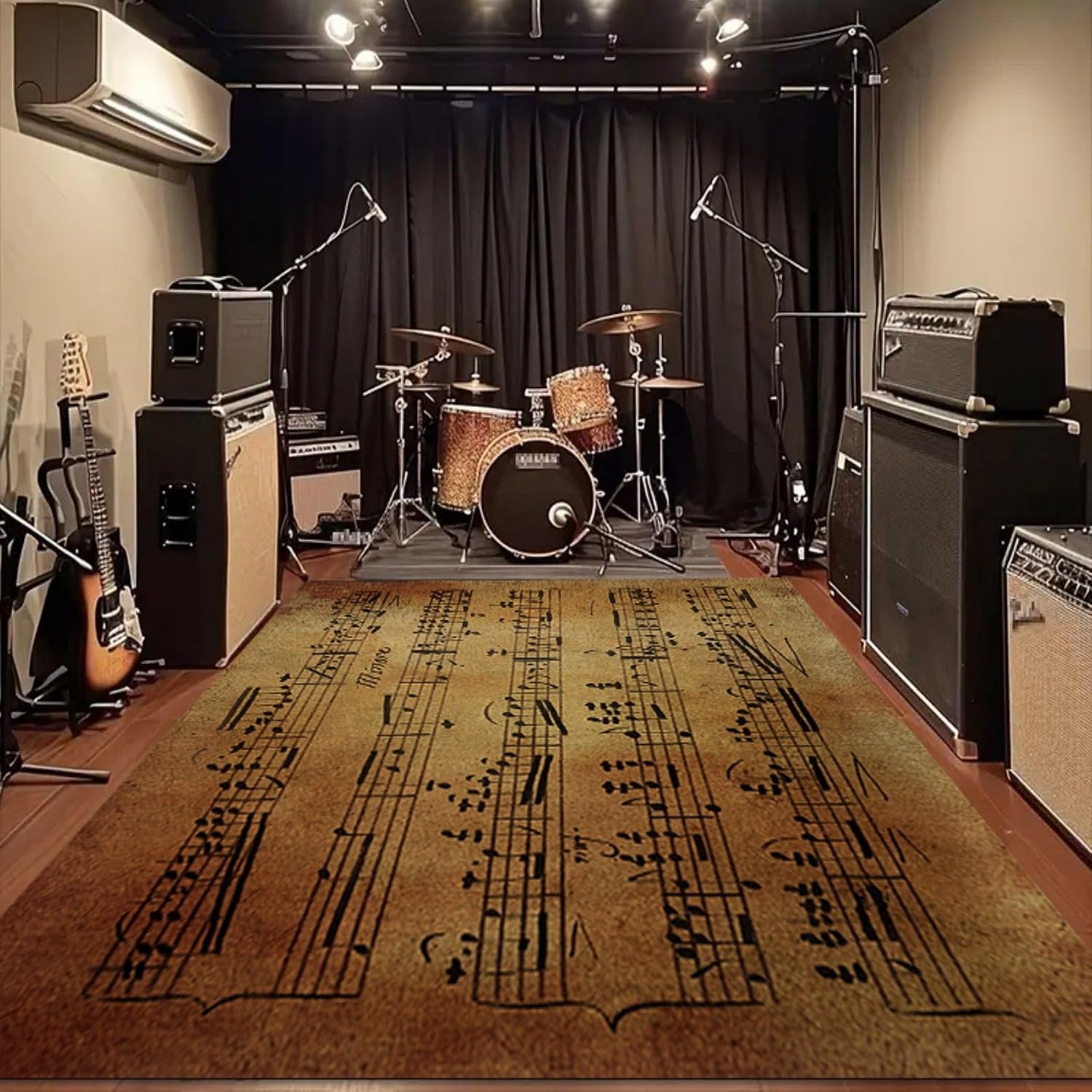 Vintage Sheet Music Rug Music Decor Large Area Rug 6x8ft Carpet Foldable and Soft Music Notes Washable Mats Rugs for Recording Studio Living Room Bedroom Home Decor Yoga Mat