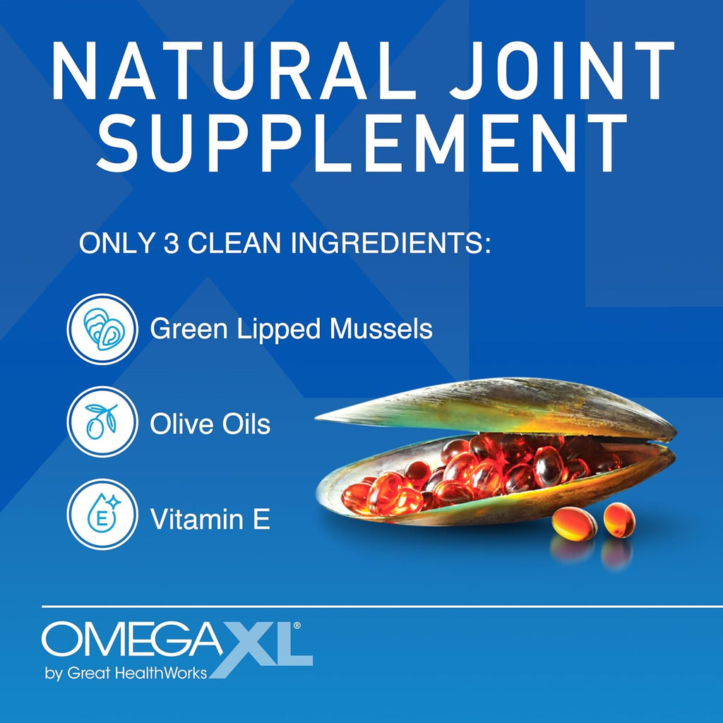 OmegaXL Joint Support Supplement - Natural Muscle Support, Green Lipped Mussel Oil, Soft Gel Pills, Drug-Free, 300 Count