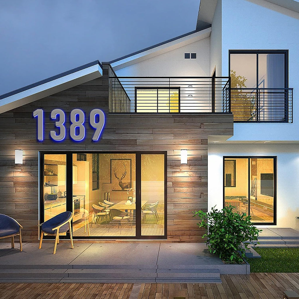 Backlit LED Home Address Numbers, Waterproof Illuminated House Numbers, Stainless Steel Address Numbers Signs, Lighted House Numbers For Outside Modern, Grey,18 Inch/450mm,4