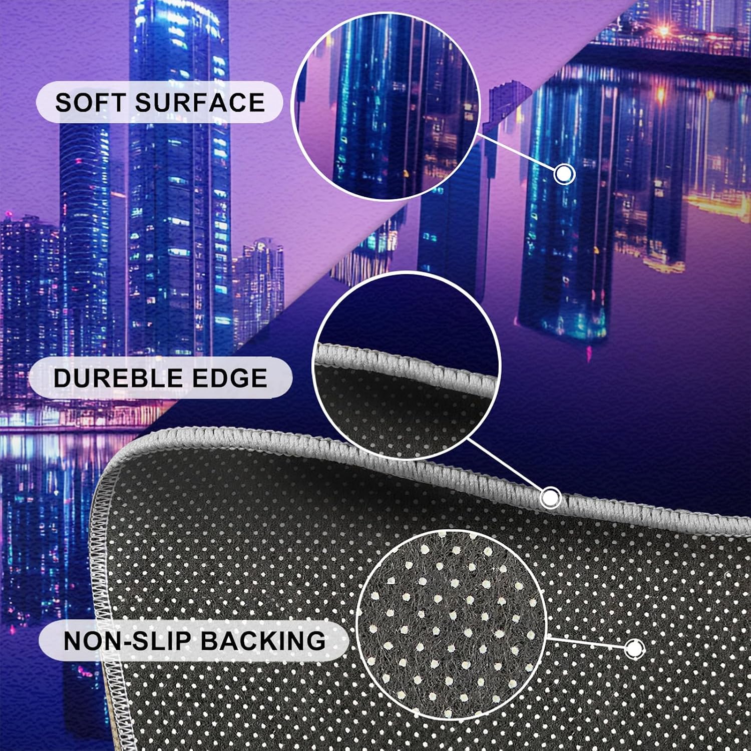 City Nightscape Area Rug 6x8 - Futuristic City Large Rugs for Living Room, Technological Buildings Carpet Area Rug for Girls Bedroom Kids Room Basement Office Classroom