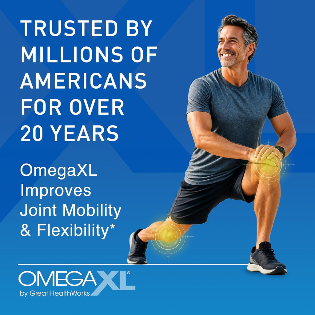 OmegaXL Joint Support Supplement - Natural Muscle Support, Green Lipped Mussel Oil, Soft Gel Pills, Drug-Free, 300 Count