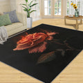 Area Rug 6x8ft, Red Rose Rugs, Simple Black Area Rug, Upholstery Carpet with Non-Slip Backing, Soft Washable Rug for Living Room Kids Boys Girls Bedroom Study Room