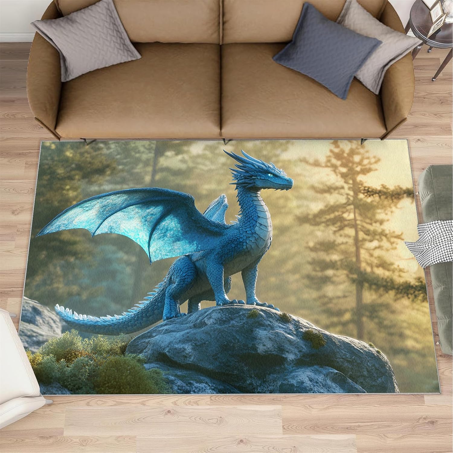 Dragon Rug, Fantasy Animal Rugs for Bedroom 5x7 Rug, Dragon Area Rug, Rugs for Living Room, Non Slip Washable Carpet for Kids Room Home Decor