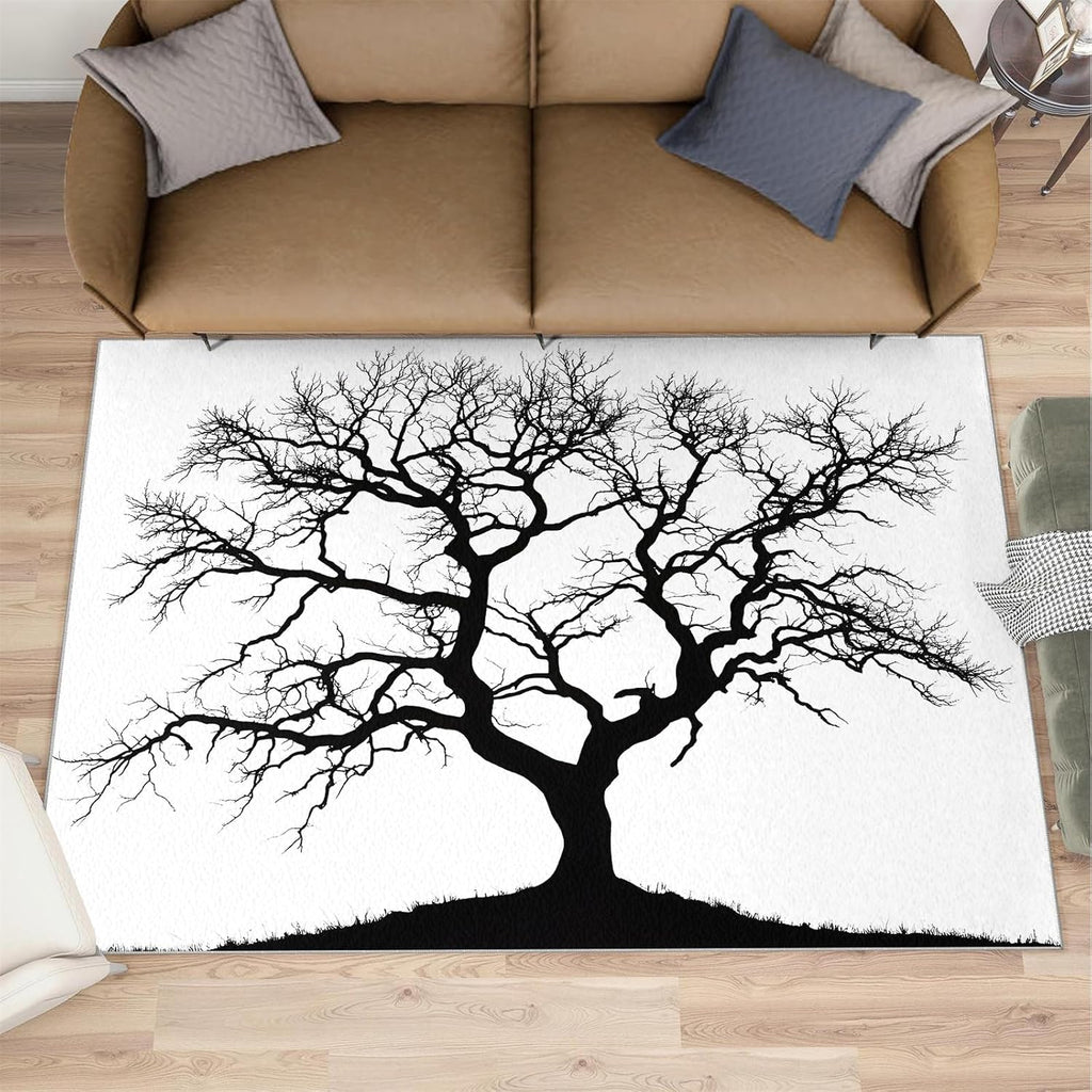 Dead Tree Rug 6x8, Branches Rugs for Bedroom, Tree Silhouette Area Rug, Home Decor Rugs for Living Room, Non-Slip Machine Washable Carpet