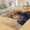 Gorillas Rug - 6x8 Rugs for Bedroom, Floral Gorillas Area Rug, Black Monkey Washable Rugs for Living Room, Non Slip Animal Indoor Carpet - Home Decor, Tropical Wildlife Gifts for Kids