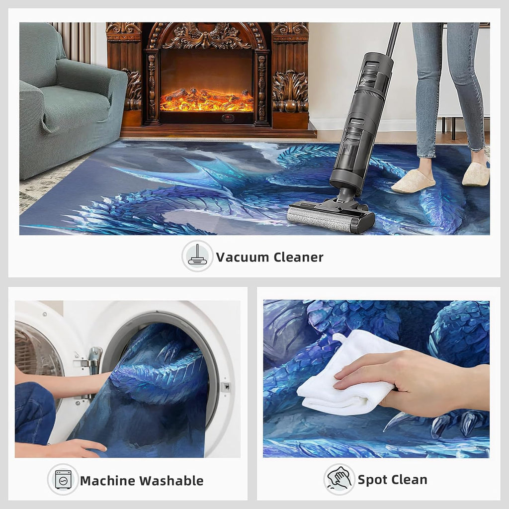 Dragon Rugs for Bedroom - 6x8 Area Rug - Dragon Rugs for Living Room, Animals Rug, Washable Home Decor Carpet