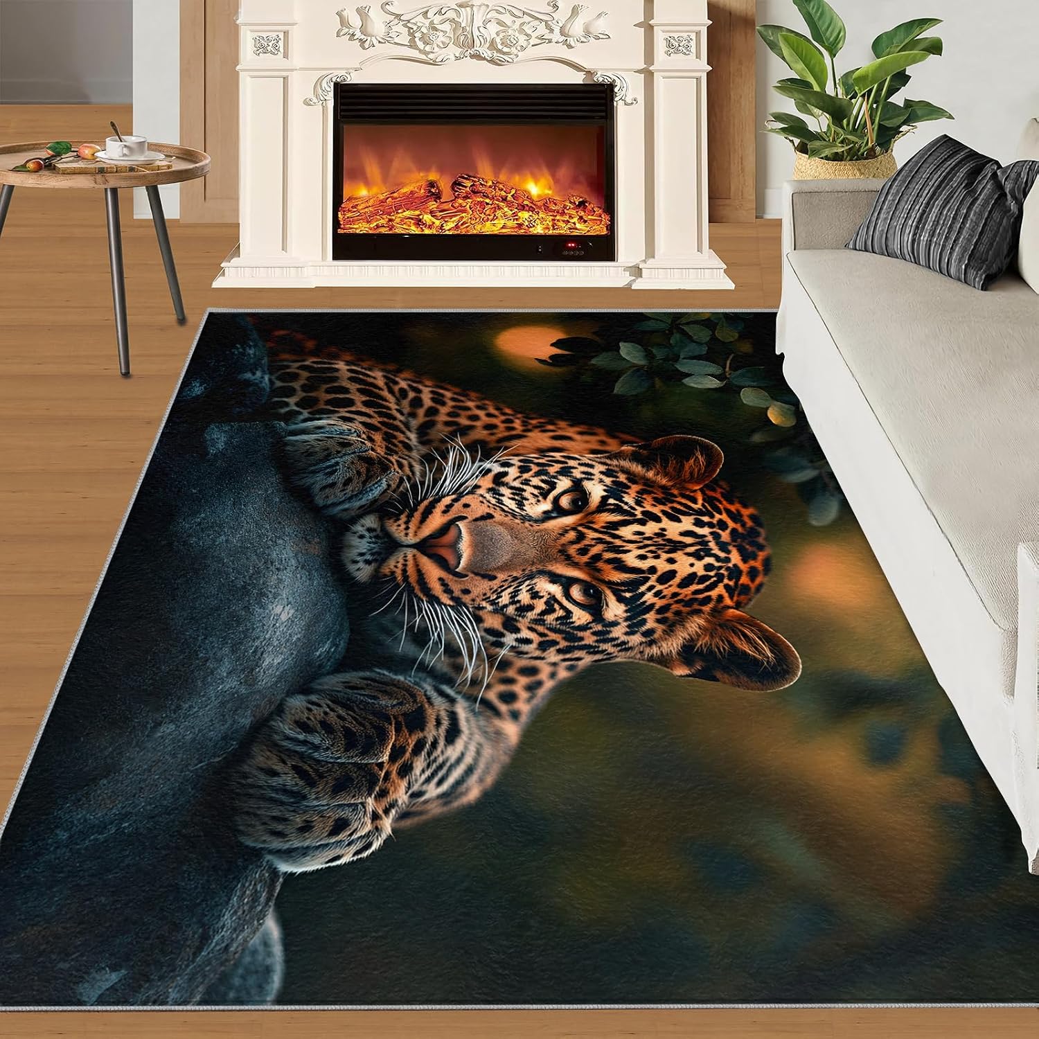 Leopard Rug 6x8-6x8 Rug, Animal Theme Area Rugs for Bedroom, Jungle Animal Rugs for Living Room, Cheetah Washable Carpet, Leopard Home Decor & Gifts