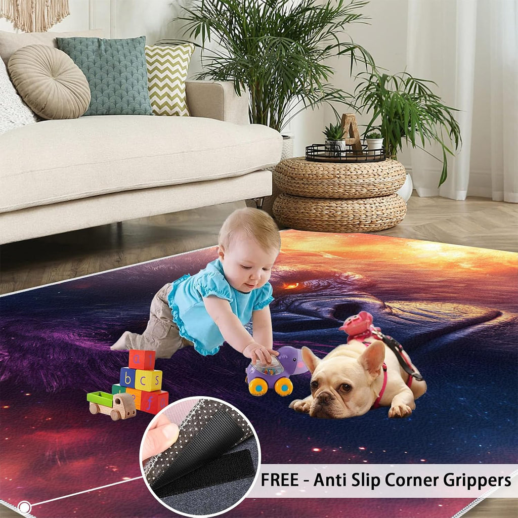 Gorilla Rug 6x8-6x8 Rug, Monkey Area Rugs for Bedroom, Fantasy Galaxy Rugs for Living Room, Animal Washable Mat, Kids Carpet, Gorilla Home Decor & Gifts