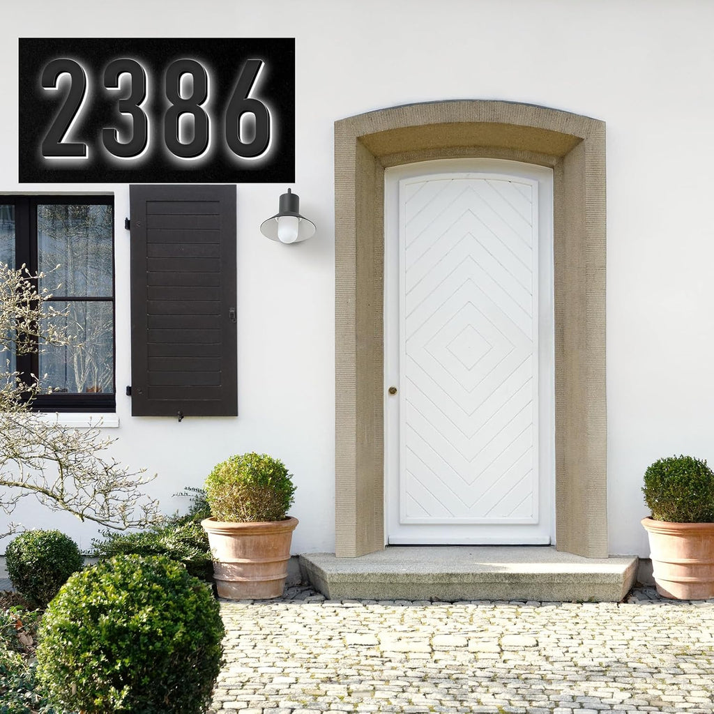 Backlit LED Illuminated House Numbers For Outside, Modern Lighted Home Address Numbers For Outdoor, Waterproof Stainless Steel Lighted House Numbers Signs,16 Inch/400mm,5