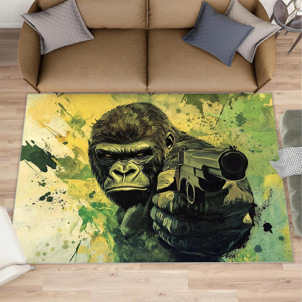6x8 Gorilla Area Rug - Chimpanzee Large Rugs for Living Room, War Gorilla Carpet Area Rug for Girls Bedroom Kids Room Basement Office Classroom