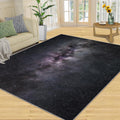 Mysterious Nebula Area Rug, Black Purple Starry Sky Rugs for Living Room, Indoor Non-Slip Kids Rugs, Machine Washable Breathable Durable Carpet for Front Entrance Floor Decor,6 x 8ft
