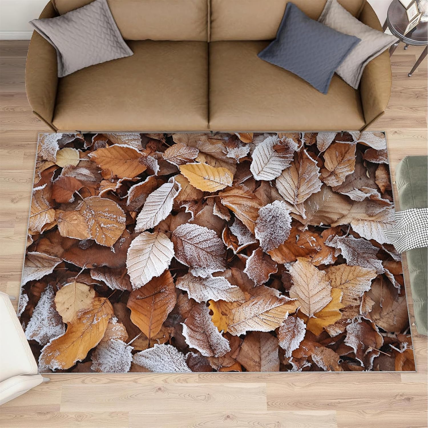 6x8 Fallen Leaf Classroom Rugs - Dead Leaves Playroom Rug, Natural Autumn Leaves Carpet Area Rug for Girls Bedroom Kids Room Basement Office Classroom