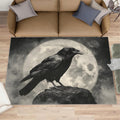 Black and White Rug - Large Rug 6x8 - Crow Rugs for Living Room - Soft & Non Slip & Washable Rugs for Bedroom, Full Moon Carpets for Dining Room Lounge Girls Room