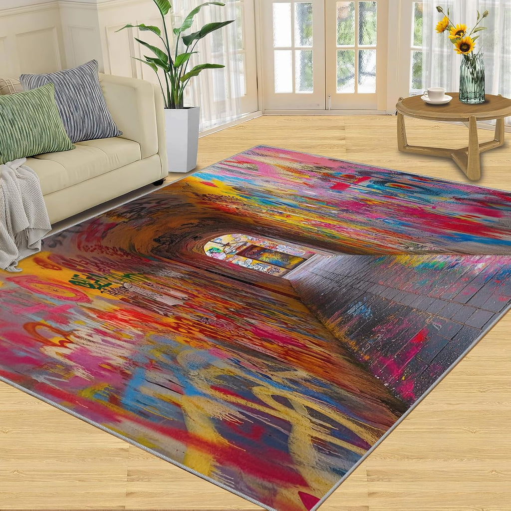 Graffiti Rug 6x8-6x8 Rug, Street Art Area Rugs for Living Room Bedroom, Arch Door Rugs, Hip Hop Doodle Washable Carpet, Abstract Art Carpet, Graffiti Home Decor
