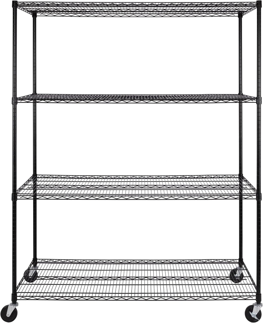 Seville Classics UltraDurable Heavy Duty NSF Solid Steel Wire Rack Storage Unit, Organizer for Garage, Warehouse, Office, Restaurant, Classroom, Kitchen, Black, 4-Tier Shelving, 60' W x 24' D