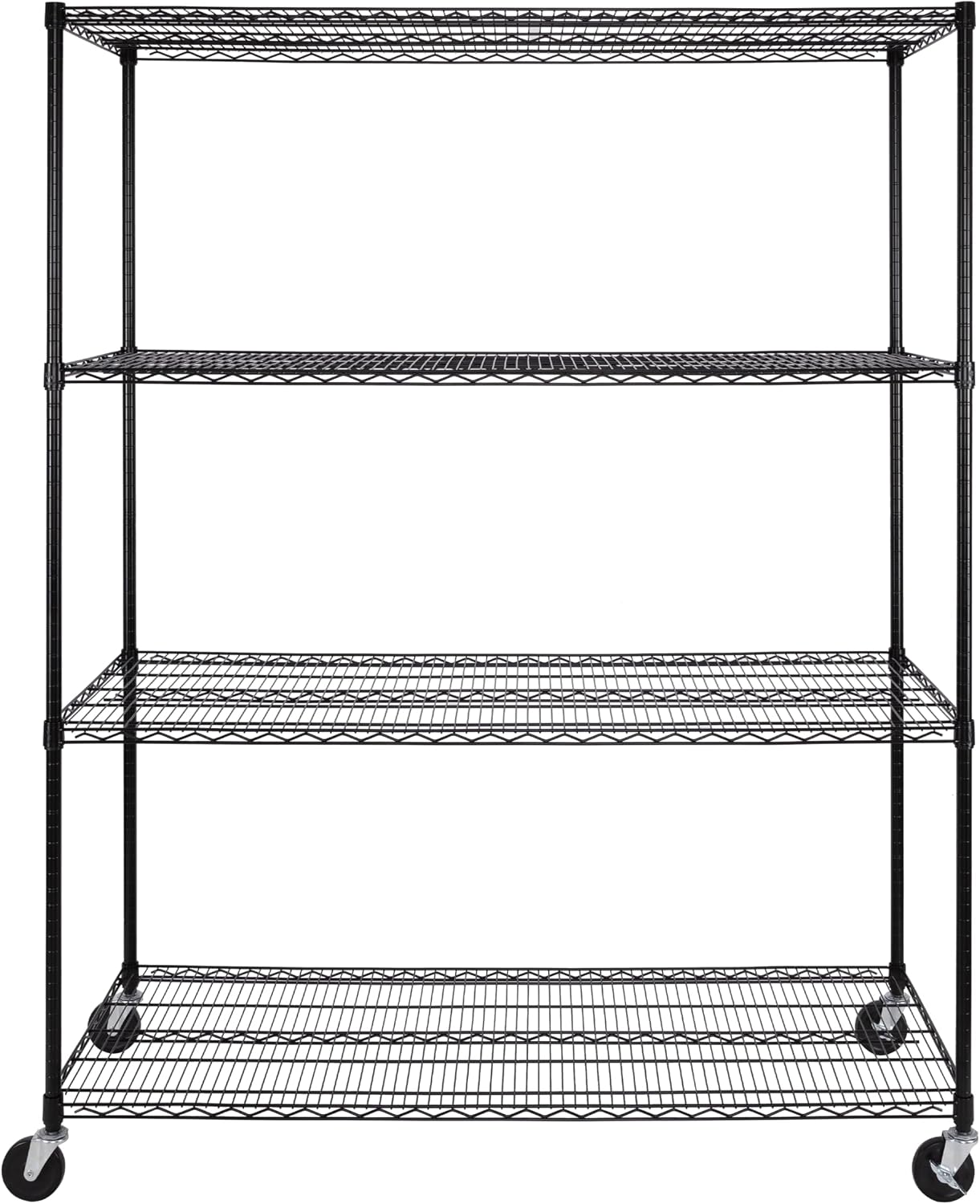 Seville Classics UltraDurable Heavy Duty NSF Solid Steel Wire Rack Storage Unit, Organizer for Garage, Warehouse, Office, Restaurant, Classroom, Kitchen, Black, 4-Tier Shelving, 60' W x 24' D
