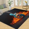 Guitar Rugs for Music Room - Music Rug, 6x8 Rug, Boys Musical Washable Rugs for Living Room Bedroom, Cool Fire Area Rug, Rock and Roll Carpet - Home Decor, Electric Guitars Gifts for Men