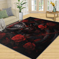 Red Rose Rug for Kids Room - 6x8 Large Rug, Giant Dragon Rugs for Bedroom Black and Red Dragon Flower Area Rugs for Living Room Home Decor Washable Rug