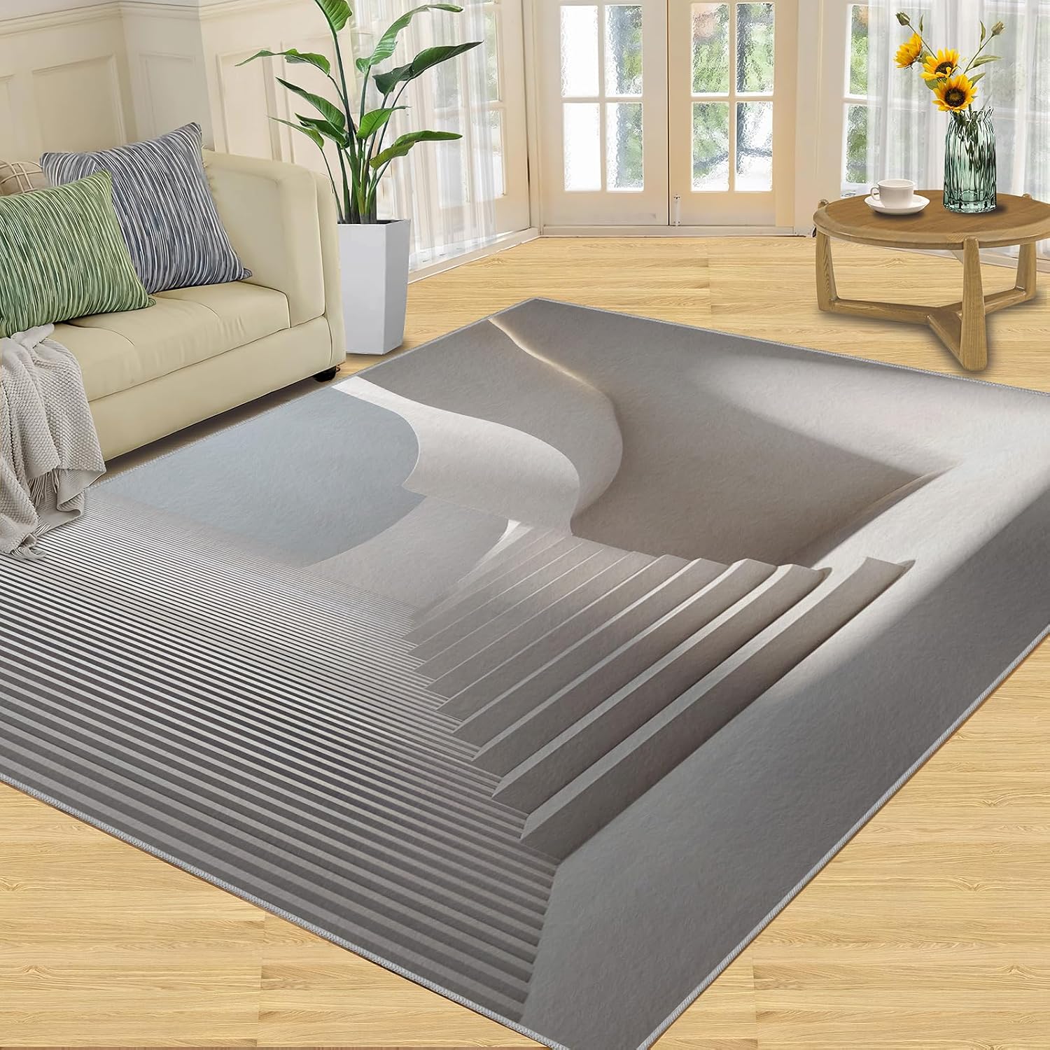 3D Space Rugs for Bedroom, Architectural Rug 6x8, Geometric Dining Room Rugs Washable & Non Slip Large Carpet for Home Decor