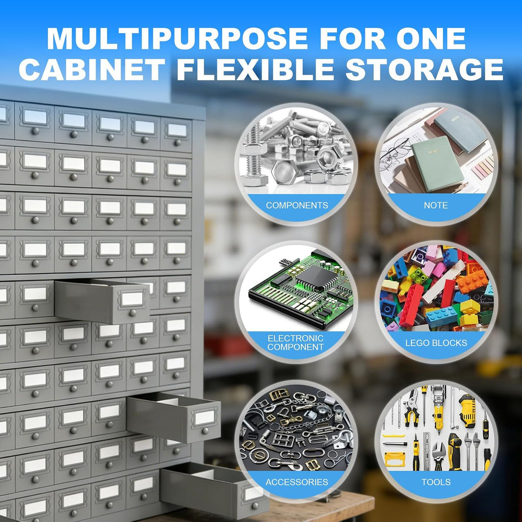 100-Drawer Cold Rolled Steel Storage Parts Cabinet with Divider, 10-Tier Tool Organizer Rack for Hardware, Nuts, Bolts, Bins, Industrial Steel Organizer for Warehouse, Workshop, Trucks, Store