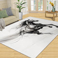 6x8 Rug Black Ink Horse Area Rugs, Ink Animal Horse Soft Washable Carpet, Upholstery Rug with Non-Slip Backing for Kids Boys Girls Bedroom Living Room Dining Room Study