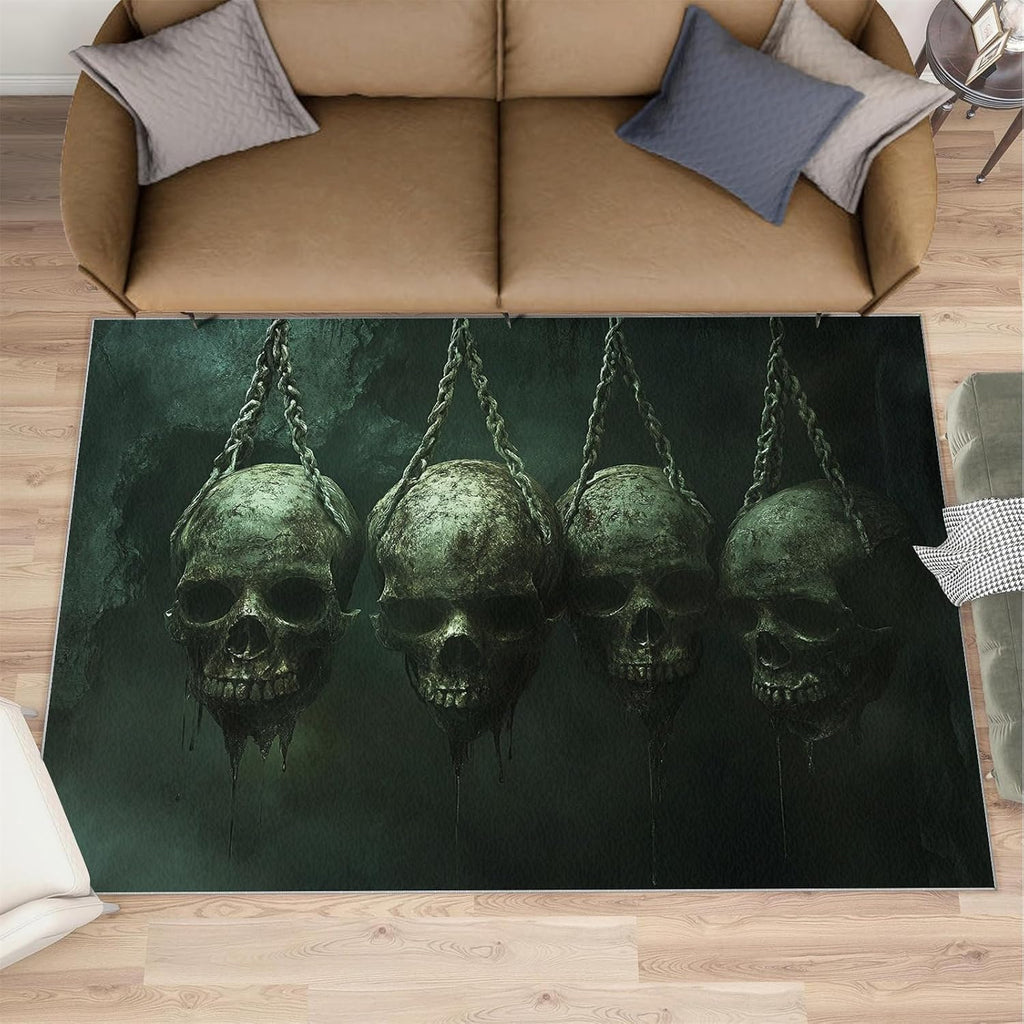 Decaying Skulls Area Rug 6x8 - Skull Large Rugs for Living Room, Horror Skeleton Carpet Area Rug for Girls Bedroom Kids Room Basement Office Classroom